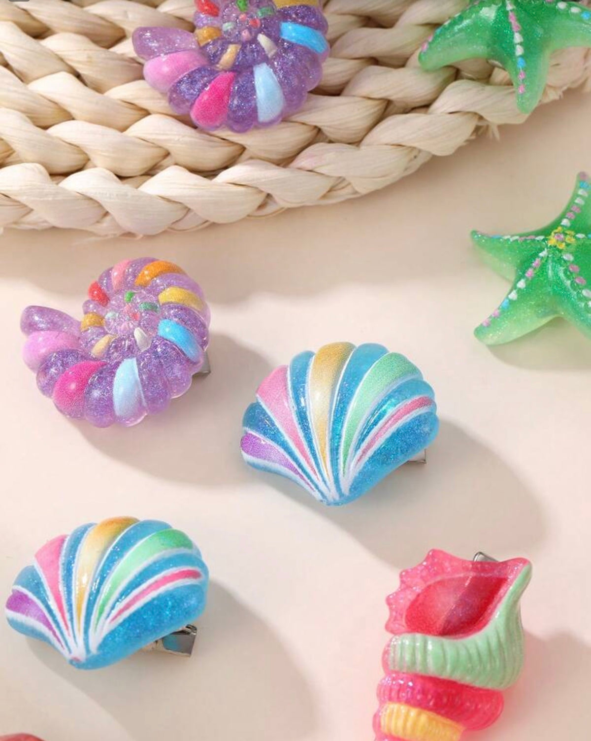 12pcs/Set Girls Shell Starfish Hair Clips