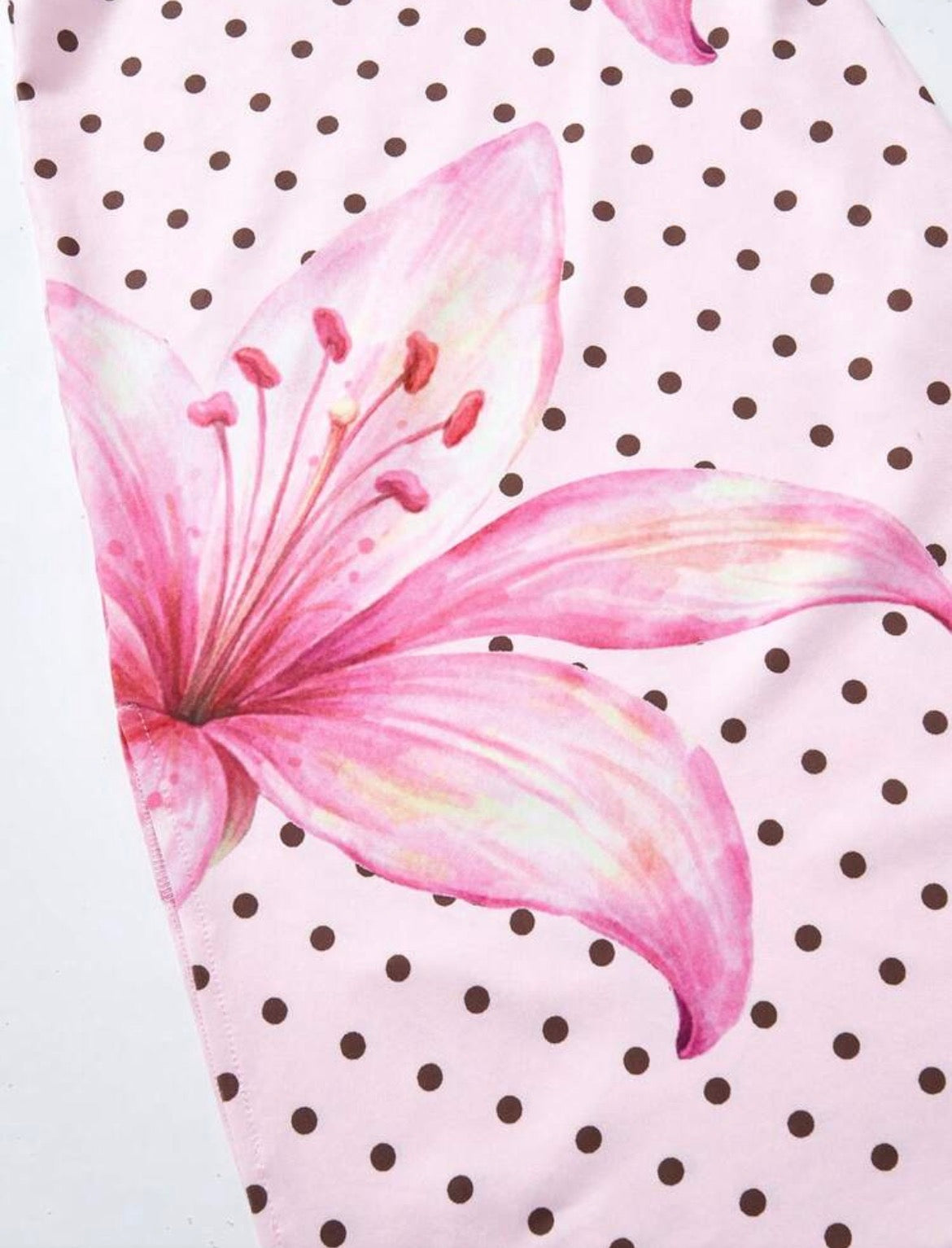 Blush Pink Polka Dot & Floral Print Spaghetti Strap Cami Maxi Dress
