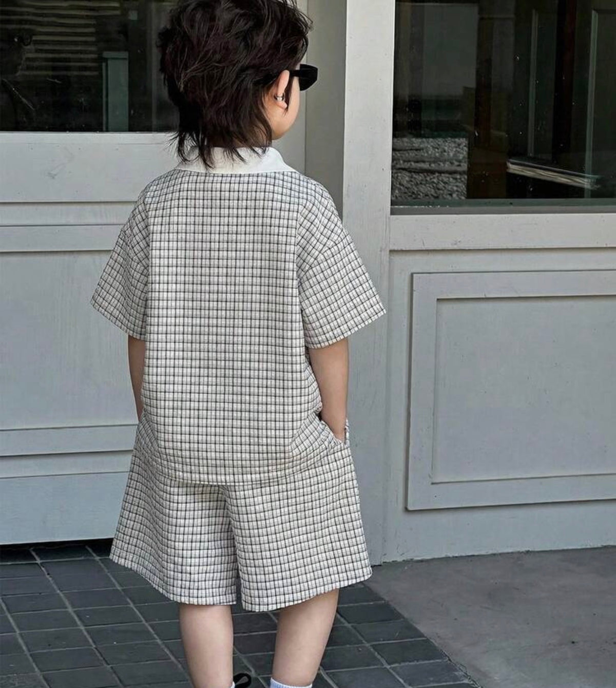 Plaid Short Sleeve Shirt And Shorts