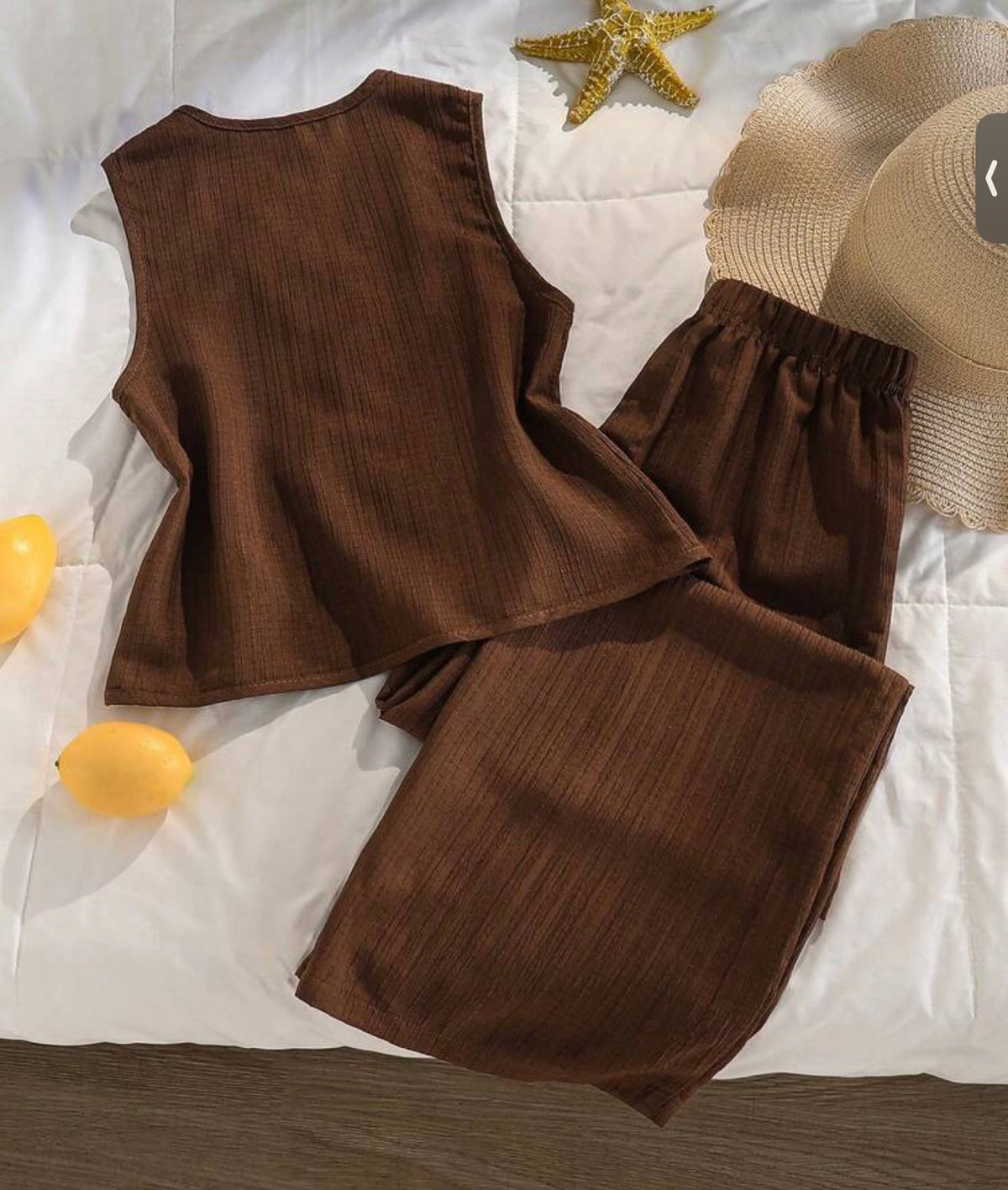 2pcs/Set V-Neck Vest Paired With Wide-Leg Pants