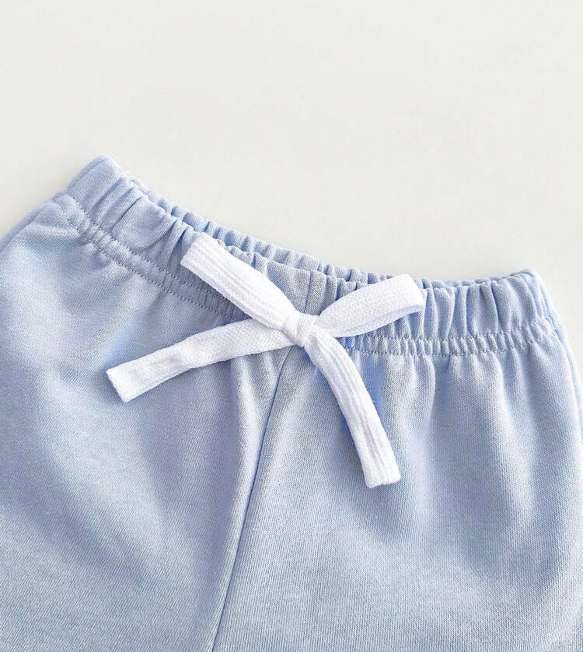 2pcs/Set Ice Cream Embroidery Short Sleeve Tee And Light Blue Shorts