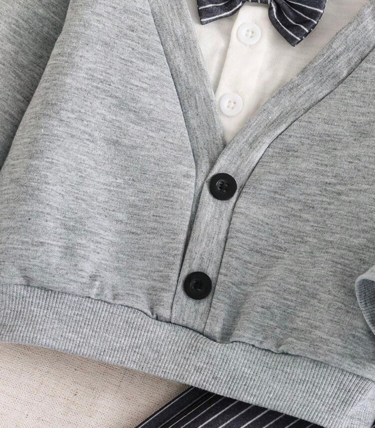 2pcs 2 In 1 Knit Contrast Color Turn Collar Long Sleeve Sweatshirt Set