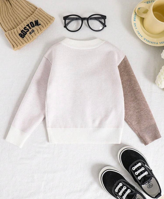 Crew Neck Pullover Bear Cartoon Pattern Long Sleeve Winter