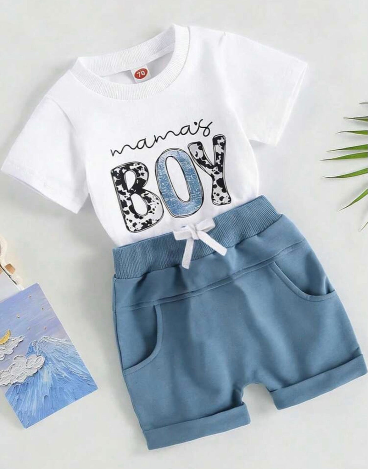 2pcs Set Letter Slogan Graphic T-Shirt And Solid Front Tie Sports Shorts