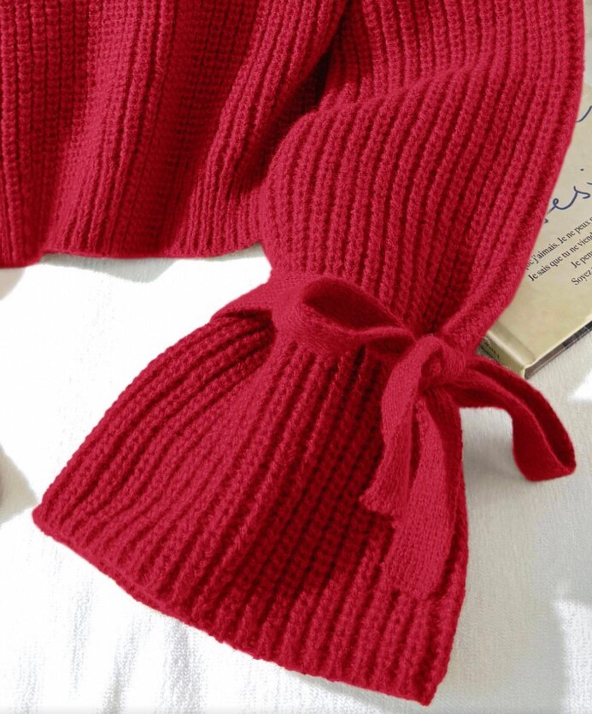 Loose Minimalist Round Neck Tie Sleeve Autumn Sweater