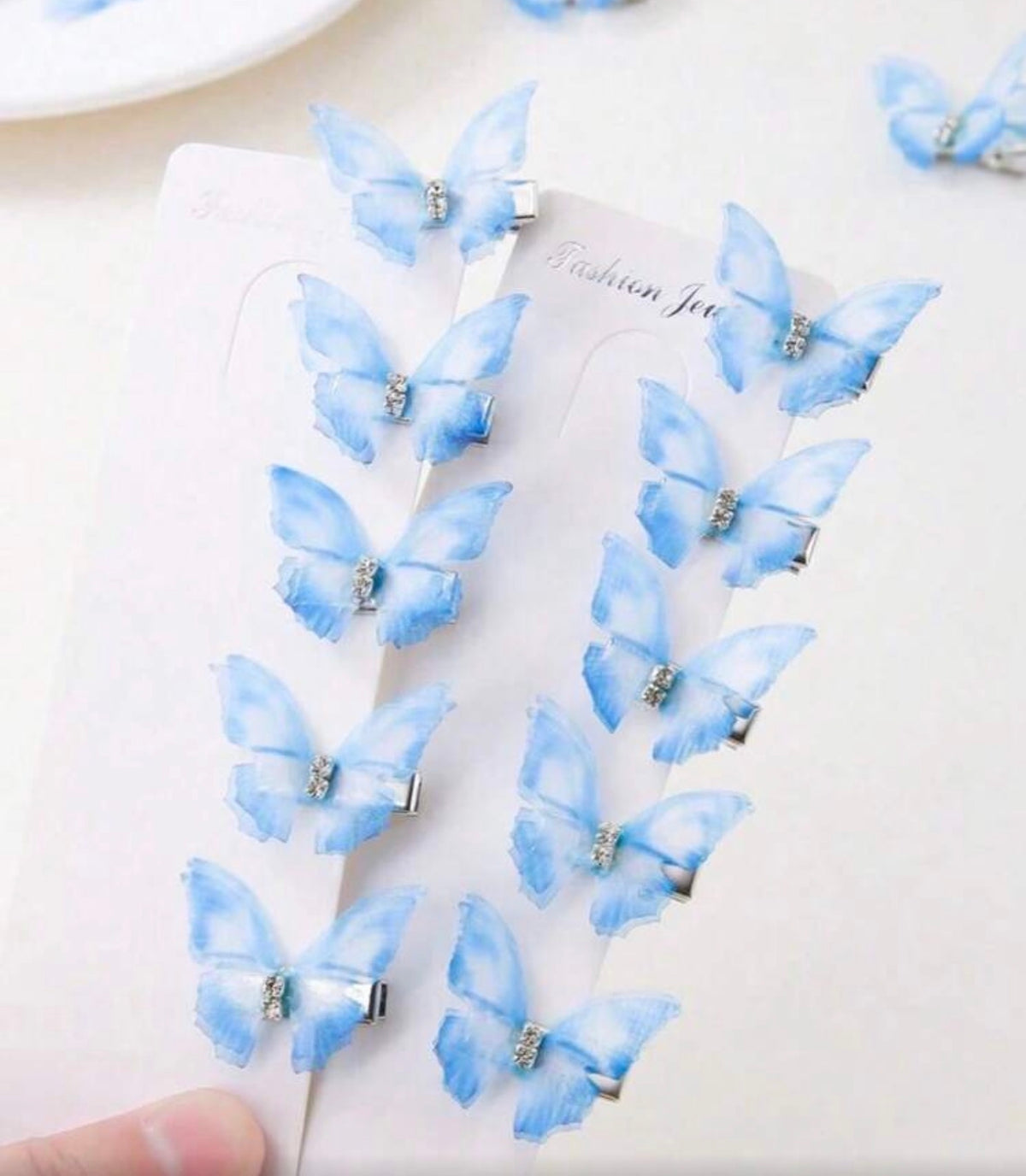 10pcs/Pack Double Layer Crystal Mesh Butterfly Hair
