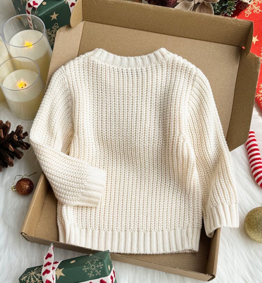 Red Truck Tree Ribbed Knit Long Sleeve Soft Thick Sweaters