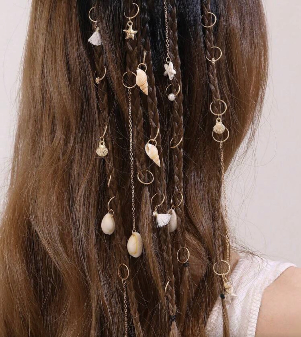 25pcs Western Cowboy Gold Braided Hair Rings With Moon, Star, Cactus, Horseshoe, Hat, Boot Charms, Bohemian Dreadlock Hair Accessories