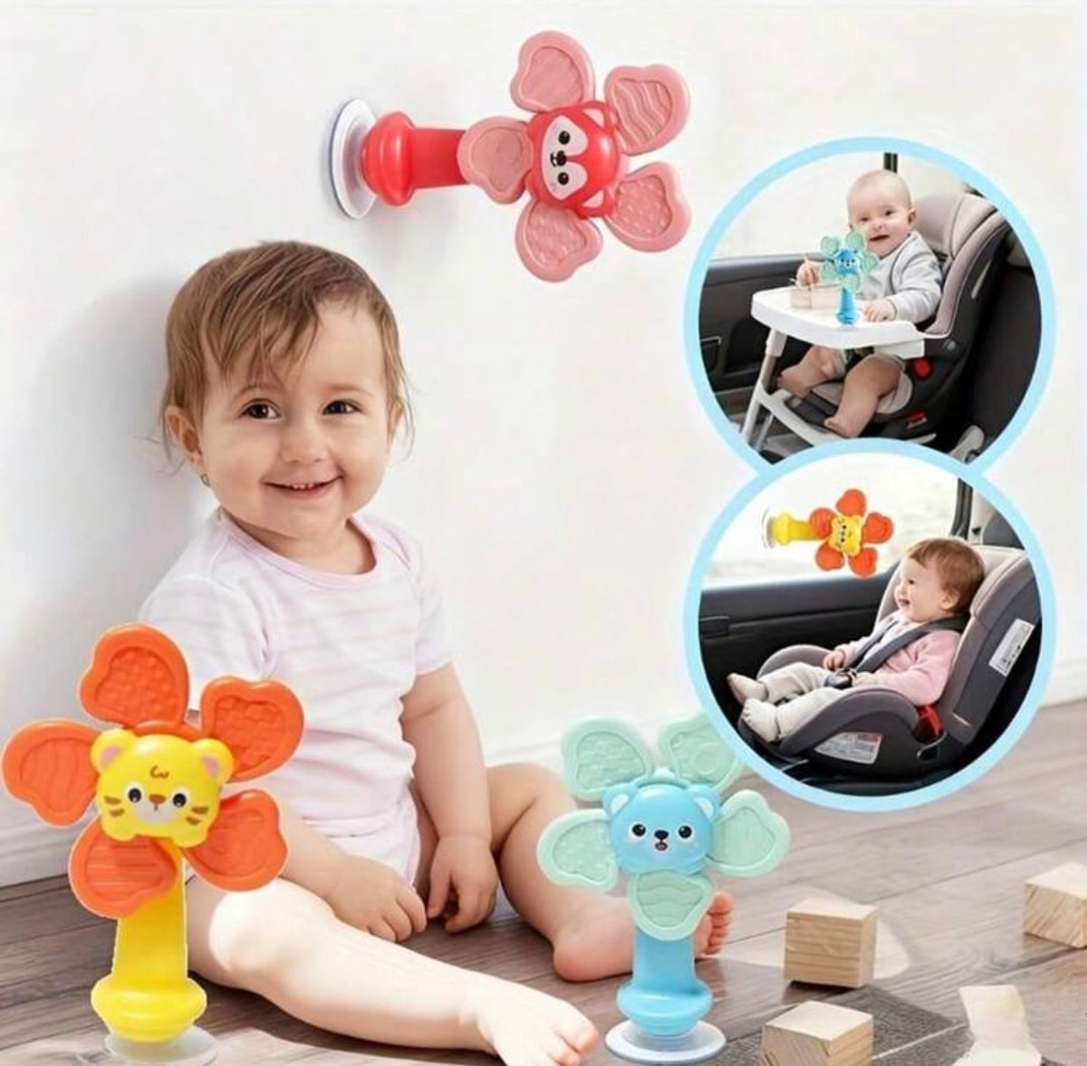 Sensory Toys With Suction Cup - Movable Rattle