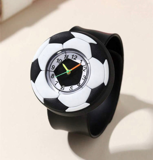 Cute Football Pattern Quartz Children Cartoon Slap Watch