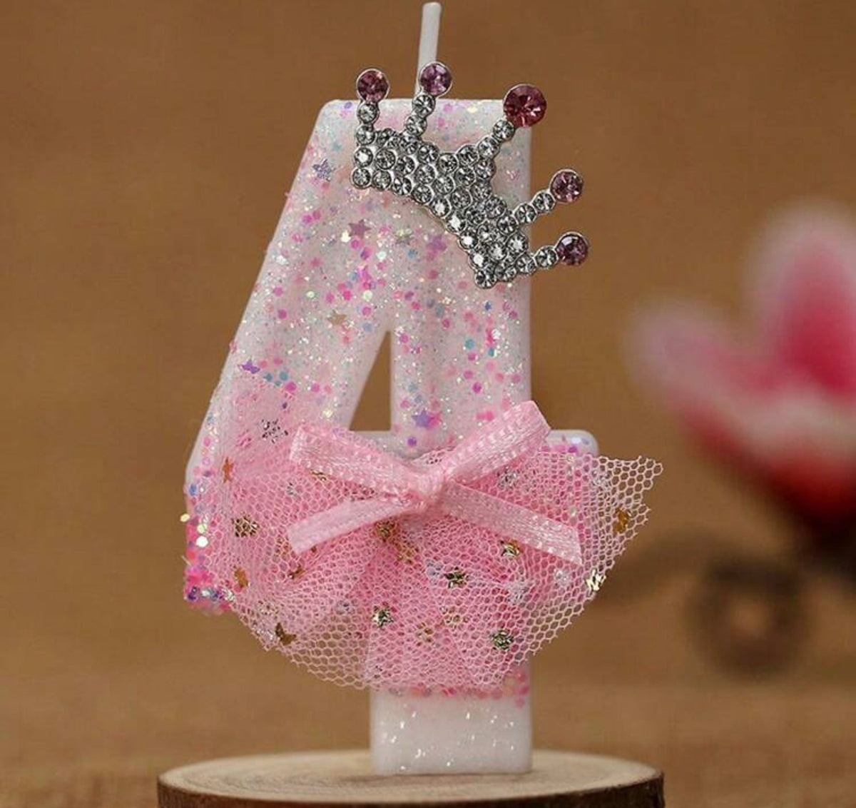 1pc Birthday Number Candle Crown Pink Dress