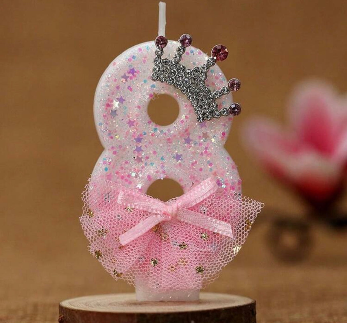 1pc Birthday Number Candle Crown Pink Dress