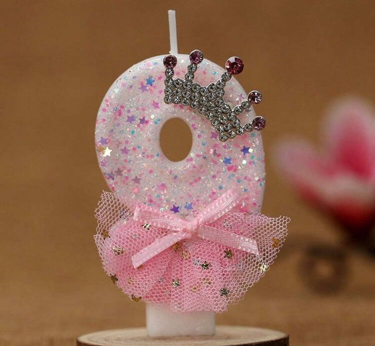 1pc Birthday Number Candle Crown Pink Dress