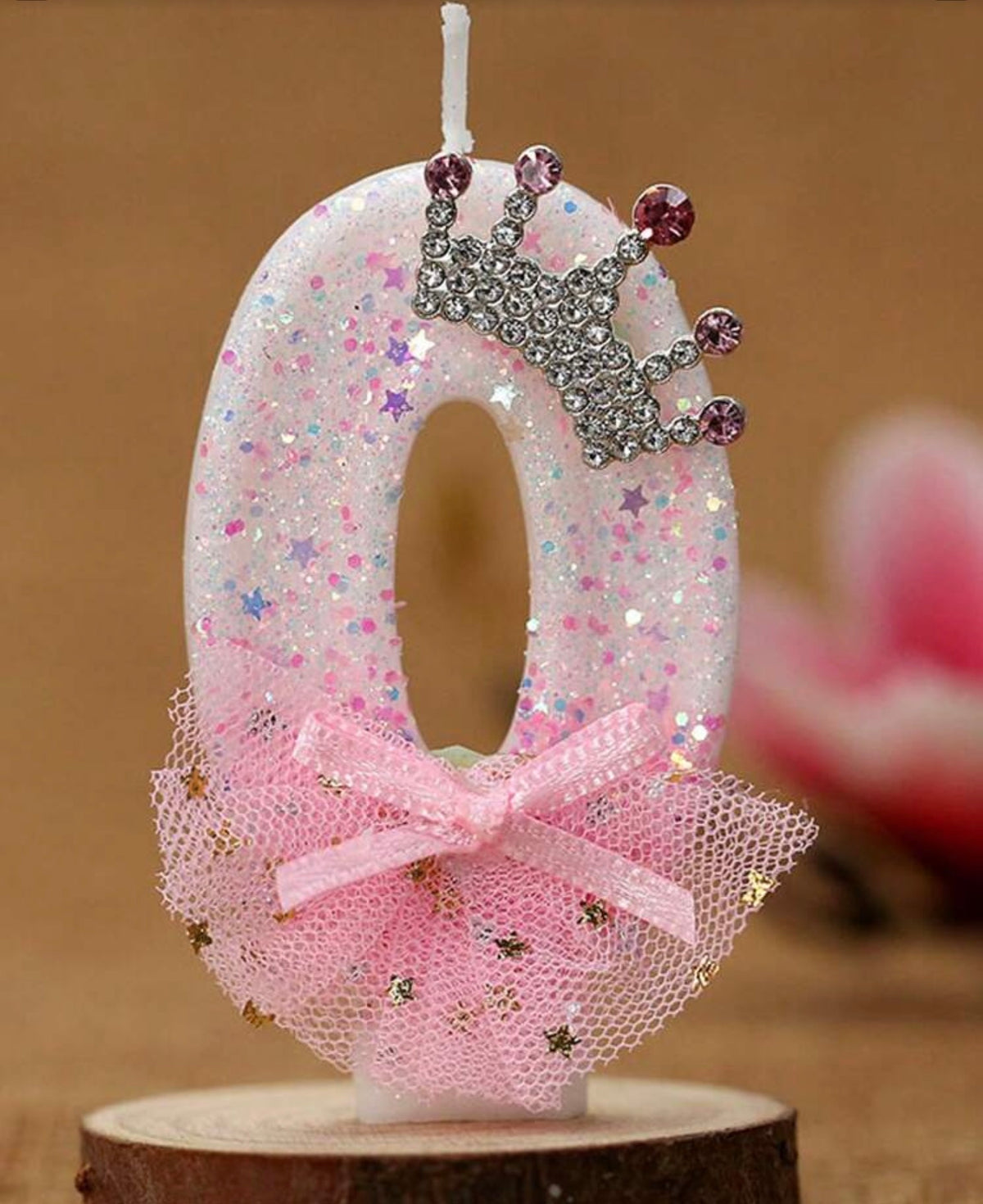 1pc Birthday Number Candle Crown Pink Dress